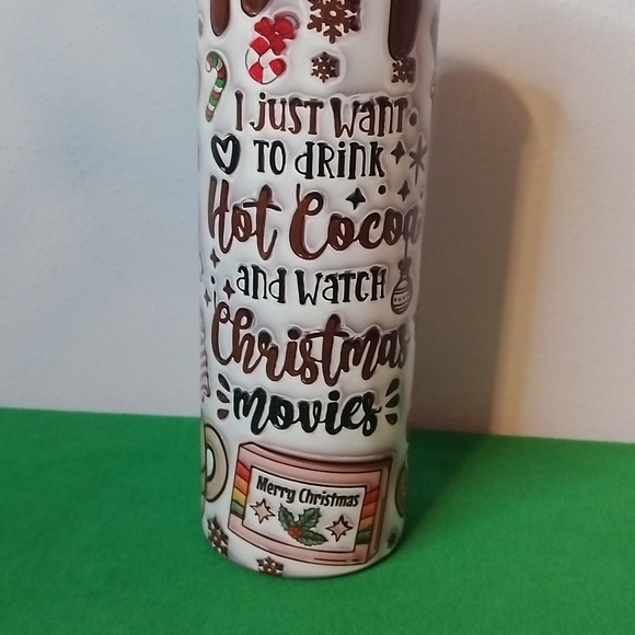 20 Oz. Stainless Steel "Hot Cocoa And Christmas Movies" Insulated Tumbler - Picture 3 of 6